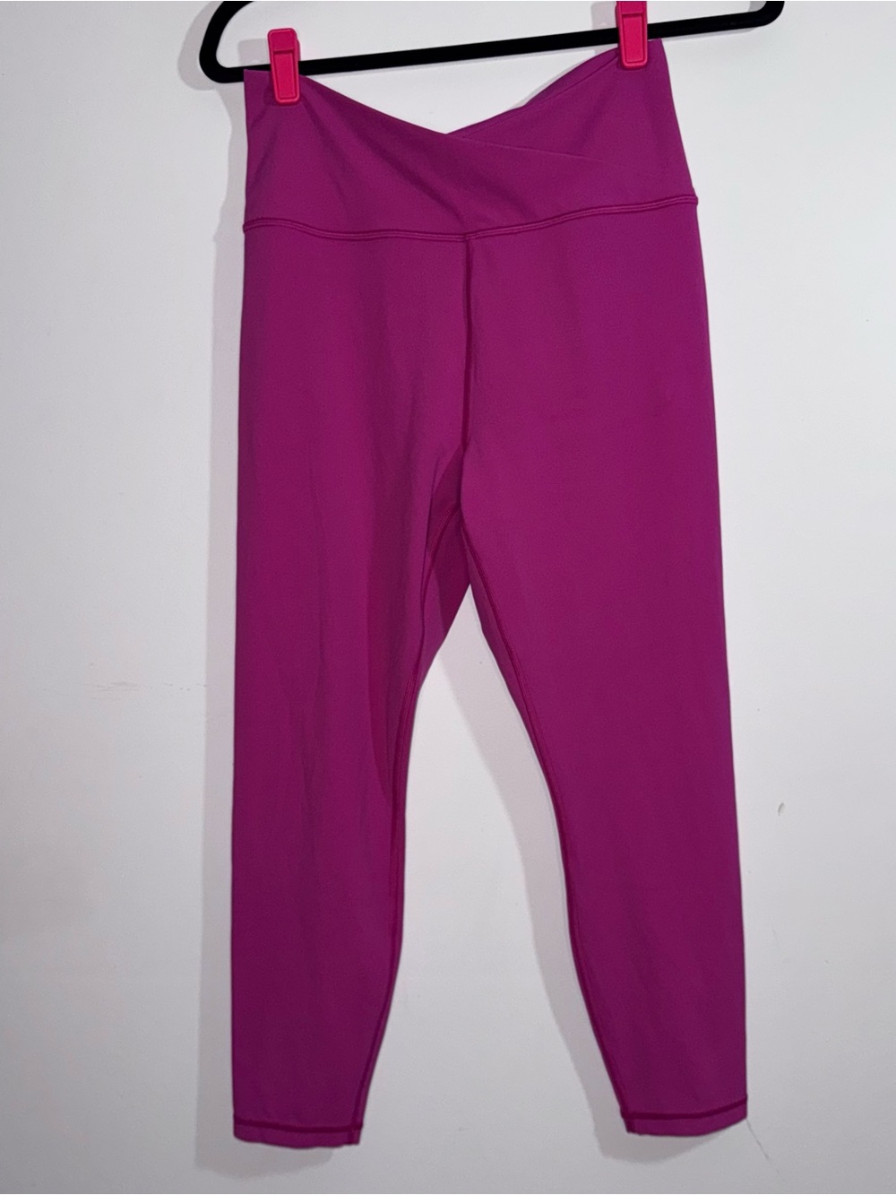 Athleta Women’s L Transcend Crossover Leggings Pink High Rise 7/8 Yoga